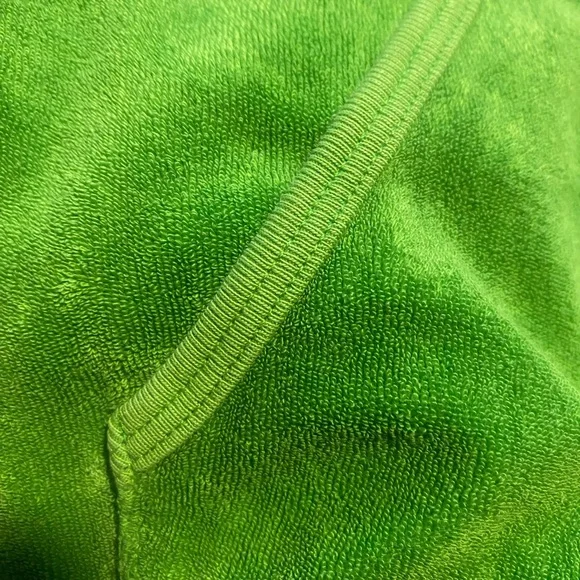 Juicy Couture Vintage Sz S Green Terry Cloth Hoodie w Gold & Crystal Design - Picture 10 of 15
